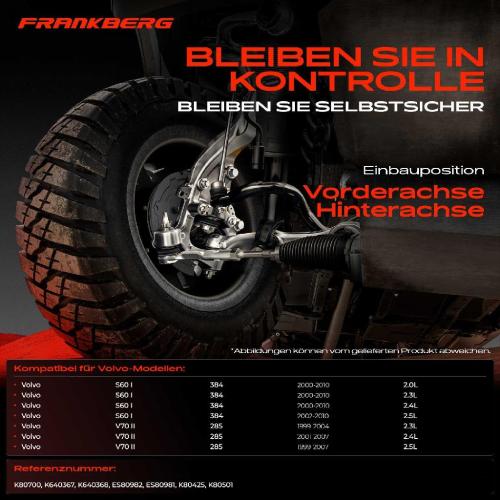 Frankberg 1x Querlenker Satz Vorderachse für Volvo S60 I 384 V70 II 285 2.0L 2.3L 2.4L 2.5L 1999-2010 Bild Frankberg 1x Querlenker Satz Vorderachse für Volvo S60 I 384 V70 II 285 2.0L 2.3L 2.4L 2.5L 1999-2010