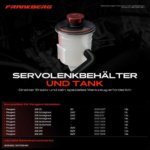 1x Ausgleichsbehälter Servolenkung für Peugeot 206 2E/K 2A/C 1998-2008 Bild 1x Ausgleichsbehälter Servolenkung für Peugeot 206 2E/K 2A/C 1998-2008