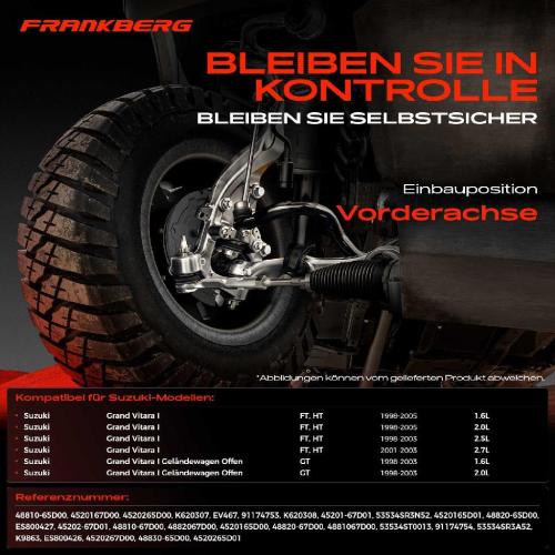 1x Querlenker Satz Vorderachse für Suzuki Grand Vitara I Geländewagen Offen 1.6L 2.0L 2.5L 2.7L 1998-2005 Bild 1x Querlenker Satz Vorderachse für Suzuki Grand Vitara I Geländewagen Offen 1.6L 2.0L 2.5L 2.7L 1998-2005