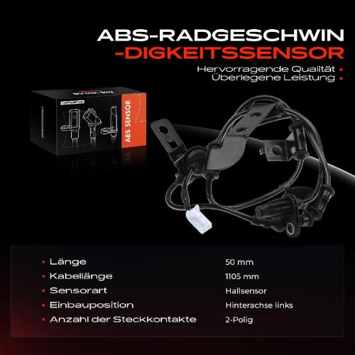 1x ABS Sensor Hinterachse links für Hyundai iX35 EL ELH LM KIA Sportage SL 1.6L 1.7L 2.0L 2009-2015 Bild 1x ABS Sensor Hinterachse links für Hyundai iX35 EL ELH LM KIA Sportage SL 1.6L 1.7L 2.0L 2009-2015
