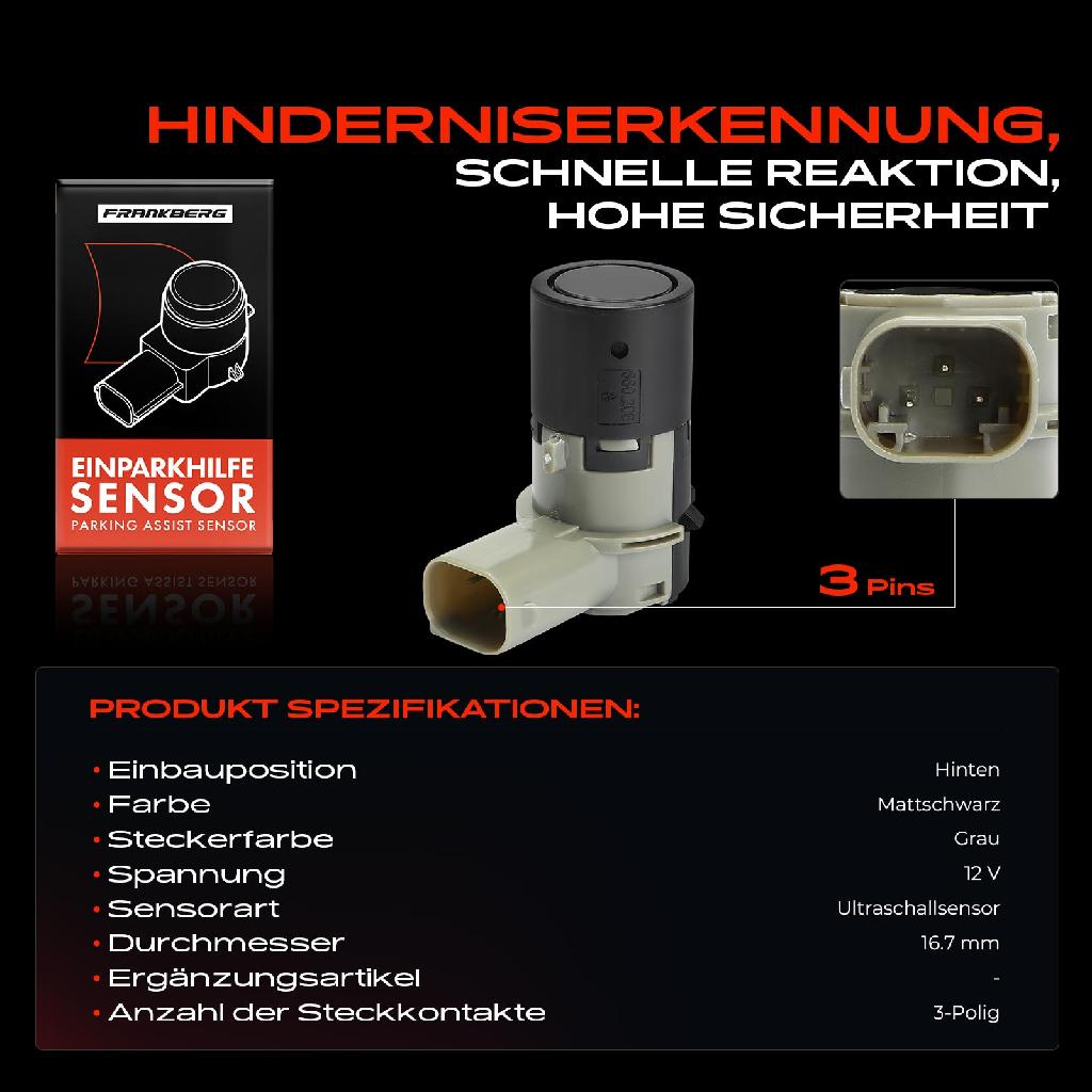 1x Parksensor PDC Sensor Hinten für Citroën C4 LA LC Peugeot 207 WA WC WD 2004-2015