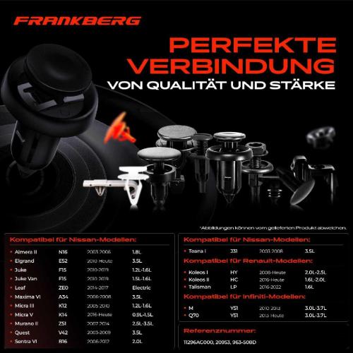 Frankberg 10x Befestigungsclips Stoßstange für Nissan Almera Juke Note Infiniti FX Q70 Bild Frankberg 10x Befestigungsclips Stoßstange für Nissan Almera Juke Note Infiniti FX Q70