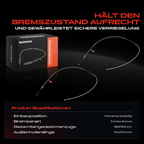 2x Seilzug Feststellbremse Hinterachse beidseitig für Citroën DS3 SA C3 II SC DS DS3 SA SB Bild 2x Seilzug Feststellbremse Hinterachse beidseitig für Citroën DS3 SA C3 II SC DS DS3 SA SB