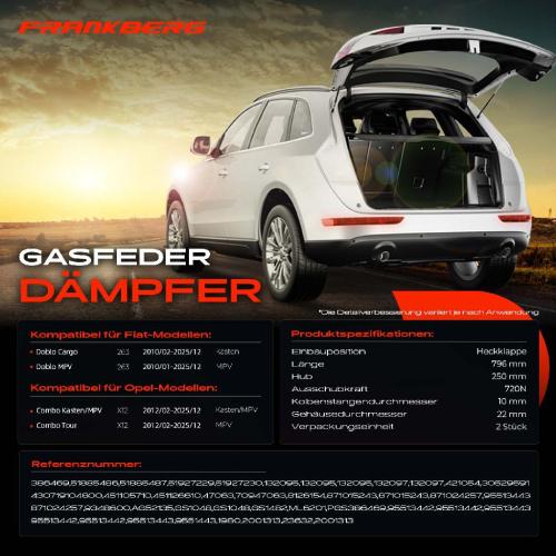 Frankberg 2x Gasfeder D mpfer Heckklappe Fiat Doblo Cargo 263 Bj ab 2010 Opel Combo X12 Kasten Bj ab 2012 Bild Frankberg 2x Gasfeder D mpfer Heckklappe Fiat Doblo Cargo 263 Bj ab 2010 Opel Combo X12 Kasten Bj ab 2012