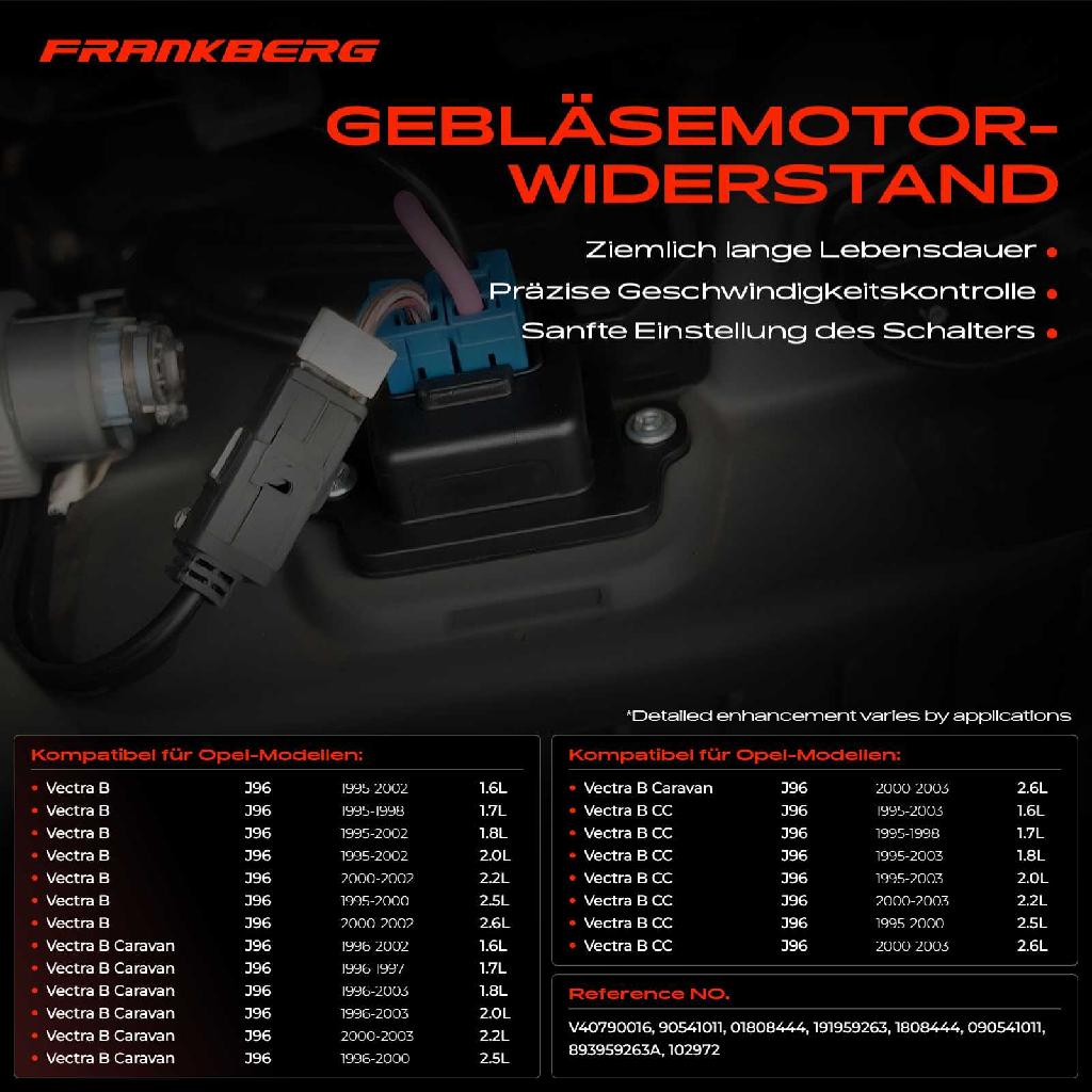 1x Widerstand Vorwiderstand Gebläsemotor für Opel Vectra B CC Caravan J96 1995-2003