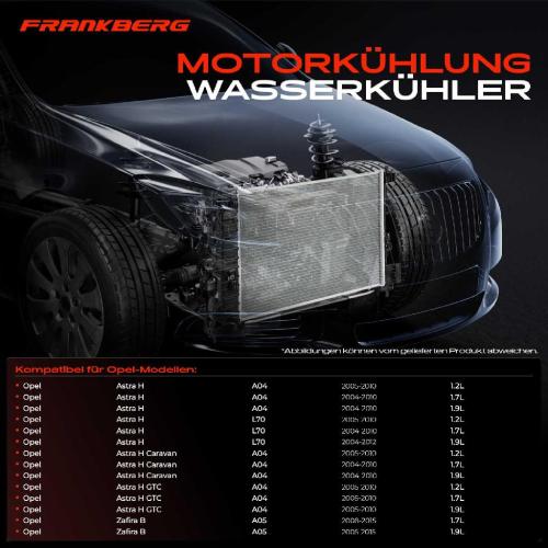Frankberg 1x Kühler Wasserkühler Motorkühler für Opel Astra H L48 L08 L70 Zafira A05 Bild Frankberg 1x Kühler Wasserkühler Motorkühler für Opel Astra H L48 L08 L70 Zafira A05