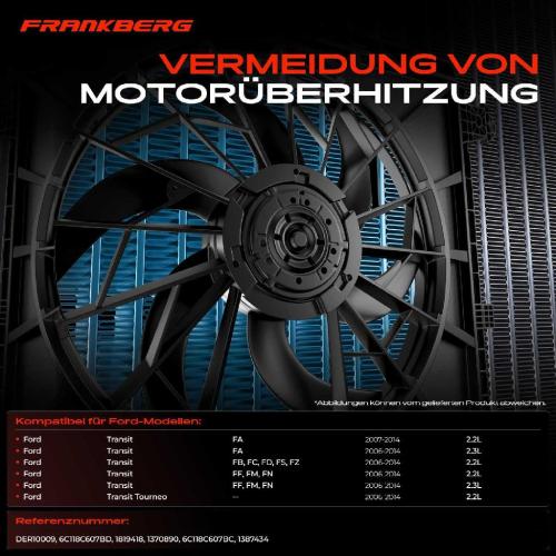 Frankberg 1x Motorkühller Doppellüfter mit Kühlerlüfterrahmen Ford Transit FA FB FF Transit Tourneo Bild Frankberg 1x Motorkühller Doppellüfter mit Kühlerlüfterrahmen Ford Transit FA FB FF Transit Tourneo