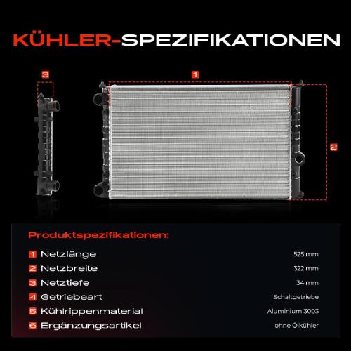 1x Kühler Wasserkühler Motorkühler für VW Golf 3 1H 1E Vento 1H2 1.8L Bild 1x Kühler Wasserkühler Motorkühler für VW Golf 3 1H 1E Vento 1H2 1.8L