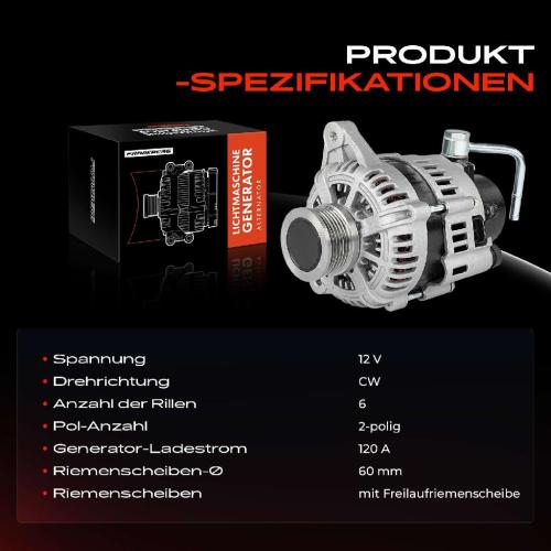 1x Lichtmaschine Generator für Hyundai Elantra Santa Fé I Tucson KIA Sportage Bild 1x Lichtmaschine Generator für Hyundai Elantra Santa Fé I Tucson KIA Sportage
