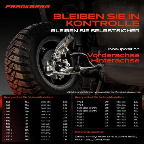 Frankberg 4x Koppelstange Hinterachse für Volvo S60 I S80 V70 II XC70 Cross Country XC90 2.0L 2.3L 2.4L 2.5L 1997-2014 Bild Frankberg 4x Koppelstange Hinterachse für Volvo S60 I S80 V70 II XC70 Cross Country XC90 2.0L 2.3L 2.4L 2.5L 1997-2014