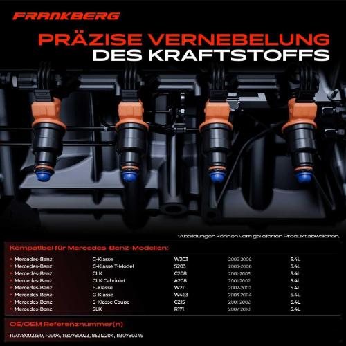 Frankberg 8x Einspritzventil Einspritzdüse für Mercedes-Benz W203 W211 C215 C208 R171 W463 Bild Frankberg 8x Einspritzventil Einspritzdüse für Mercedes-Benz W203 W211 C215 C208 R171 W463