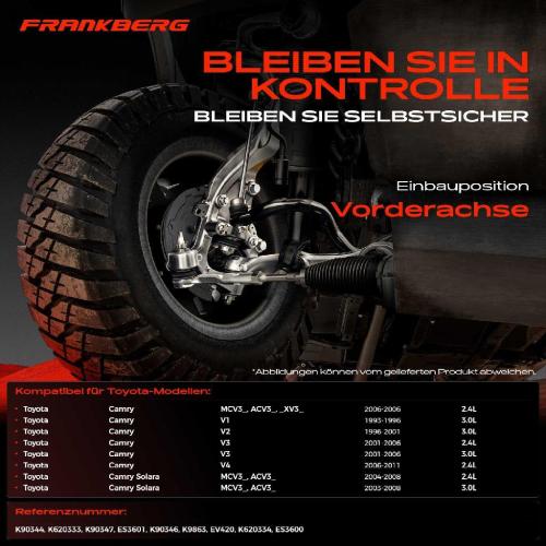 Frankberg 1x Querlenker Satz Vorderachse für Toyota Camry Kombi Solara Cabriolet Coupe Stufenheck 2.4L 3.0L 1993-2011 Bild Frankberg 1x Querlenker Satz Vorderachse für Toyota Camry Kombi Solara Cabriolet Coupe Stufenheck 2.4L 3.0L 1993-2011