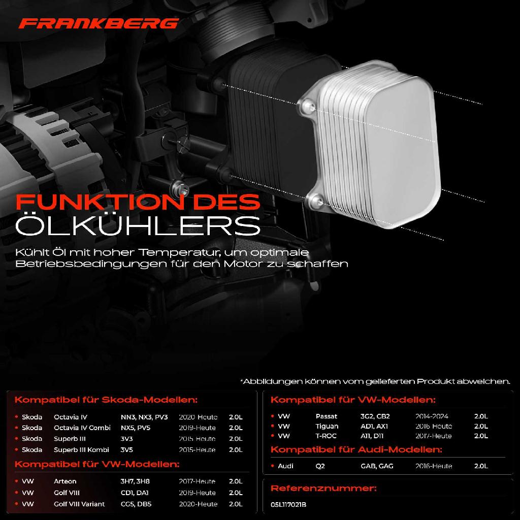 1x Ölkühler Motoröl für VW Golf VIII Passat Audi Q2 Skoda Superb III Skoda Octavia