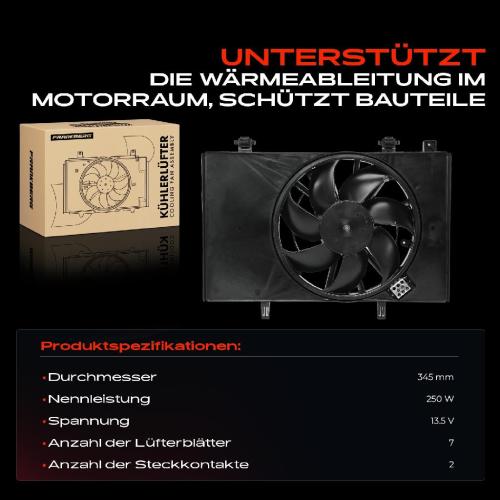 Frankberg 1x Motorkühller Einfachlüfter mit Kühlerlüfterrahmen Ford Fiesta V JD JH Fiesta VI CB1 CCN 2008-2014 Bild Frankberg 1x Motorkühller Einfachlüfter mit Kühlerlüfterrahmen Ford Fiesta V JD JH Fiesta VI CB1 CCN 2008-2014