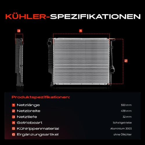 1x Kühler Wasserkühler Motorkühler für BMW 3ER E30 320 324 5ER E34 Bild 1x Kühler Wasserkühler Motorkühler für BMW 3ER E30 320 324 5ER E34