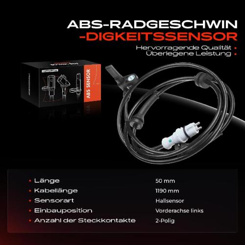 Frankberg 1x ABS Sensor Vorderachse links f r Fiat Multipla 186 1.6L 1.9L 1999-2010 Bild Frankberg 1x ABS Sensor Vorderachse links f r Fiat Multipla 186 1.6L 1.9L 1999-2010