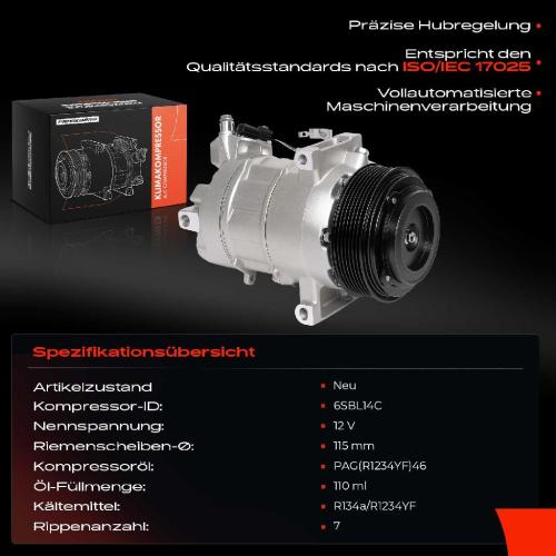 1x Klimakompressor für Renault Megane CC EZ0/1 Grand Scénic III JZ0/1 1.2L-1.6L 2011-2016 Bild 1x Klimakompressor für Renault Megane CC EZ0/1 Grand Scénic III JZ0/1 1.2L-1.6L 2011-2016