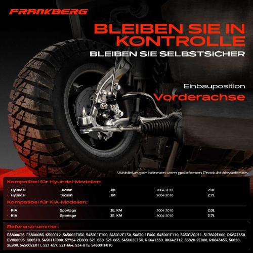Frankberg 1x Querlenker Satz Vorderachse für Hyundai Tucson JM KIA Sportage JE KM 2.0L 2.7L 2004-2012 Bild Frankberg 1x Querlenker Satz Vorderachse für Hyundai Tucson JM KIA Sportage JE KM 2.0L 2.7L 2004-2012