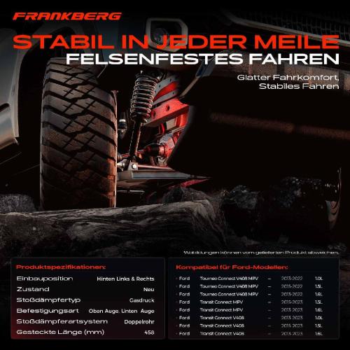 2x Stoßdämpfer Hinterachse für Ford Grand Tourneo Connect V408 Transit Connect Bj ab 2013 Bild 2x Stoßdämpfer Hinterachse für Ford Grand Tourneo Connect V408 Transit Connect Bj ab 2013