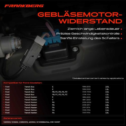 1x Widerstand Vorwiderstand Gebläsemotor für Ford Transit E FB FA FF FM 1998-2014 Bild 1x Widerstand Vorwiderstand Gebläsemotor für Ford Transit E FB FA FF FM 1998-2014
