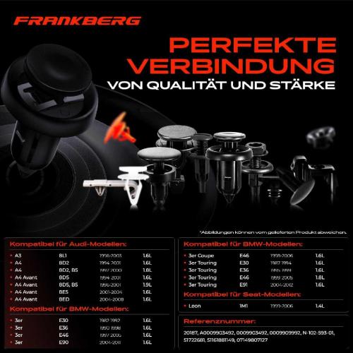 Frankberg 20x Befestigungsclips Radkasten für BMW 3er Touring Coupe E36 E46 E91 Seat Leon Bild Frankberg 20x Befestigungsclips Radkasten für BMW 3er Touring Coupe E36 E46 E91 Seat Leon