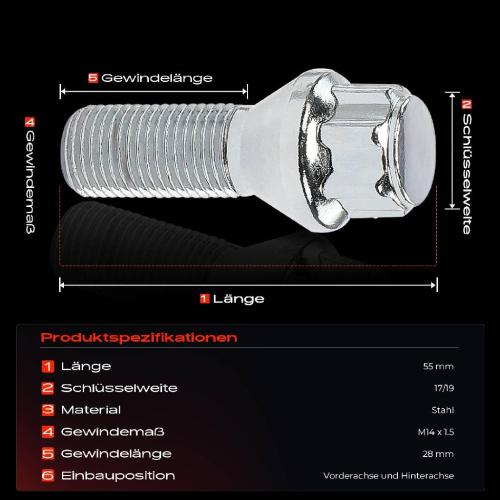 Frankberg 5x Radschraube für Volvo S60 S80 V60 V70 XC40 XC60 Bild Frankberg 5x Radschraube für Volvo S60 S80 V60 V70 XC40 XC60