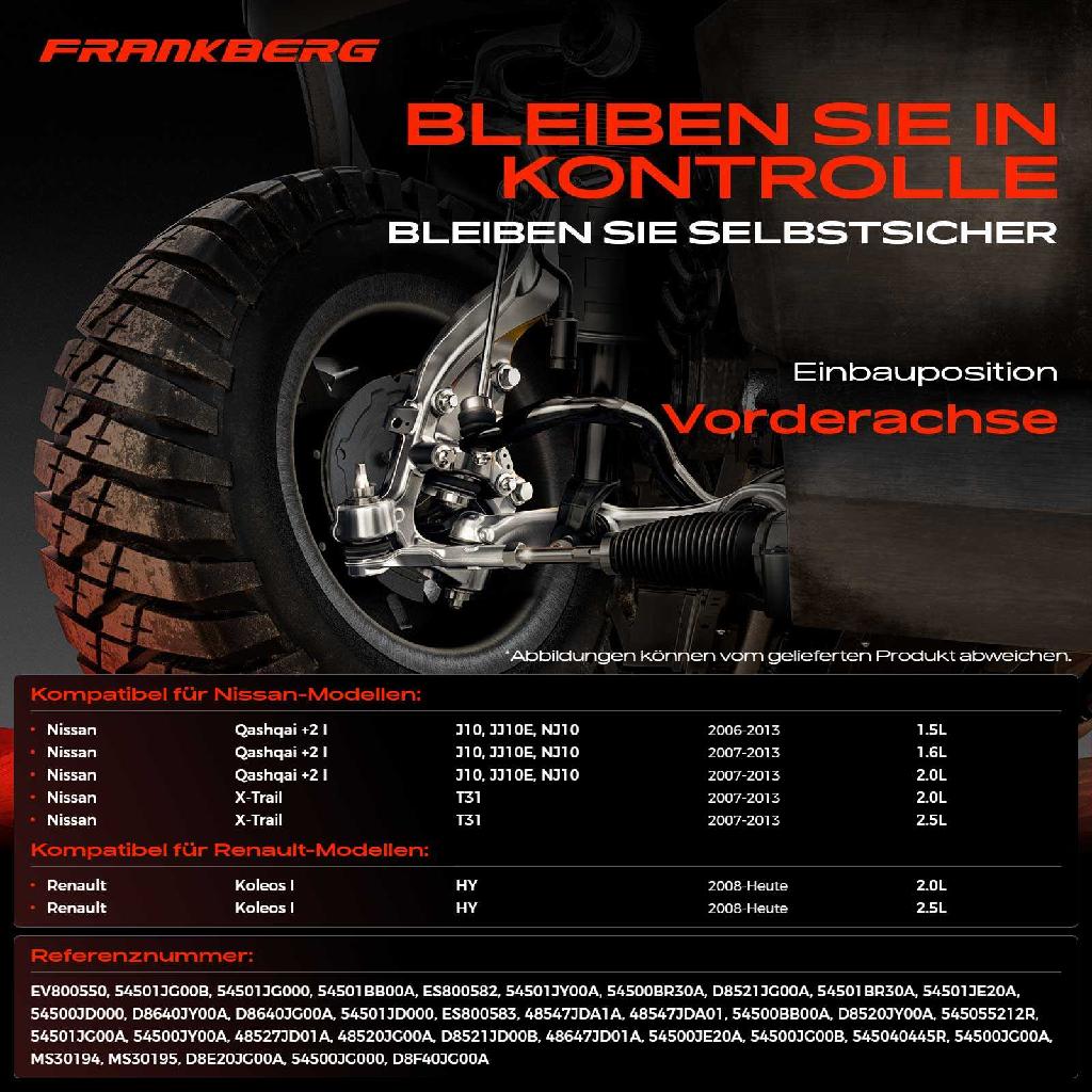 1x Querlenker Satz Vorderachse für Nissan Qashqai I X-Trail Renault Koleos 1.5L 1.6L 2.0L 2.5L Bj ab 2006