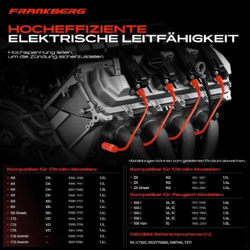 5x Zündleitungssatz Zündkabel für Citroën AX BX C15 ZX Peugeot 106 I 205 I II Bild 5x Zündleitungssatz Zündkabel für Citroën AX BX C15 ZX Peugeot 106 I 205 I II