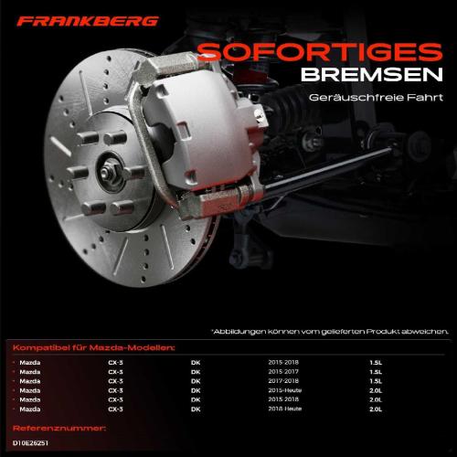 Frankberg 2x Bremsscheiben Hinterachse für Mazda CX-3 DK 1.5L 2.0L Bj ab 2015 Bild Frankberg 2x Bremsscheiben Hinterachse für Mazda CX-3 DK 1.5L 2.0L Bj ab 2015
