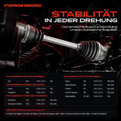 1x Antriebswelle Vorderachse Rechts für VW Golf Bora New Beetle Audi A3 Skoda Octavia Seat Leon Bild 1x Antriebswelle Vorderachse Rechts für VW Golf Bora New Beetle Audi A3 Skoda Octavia Seat Leon
