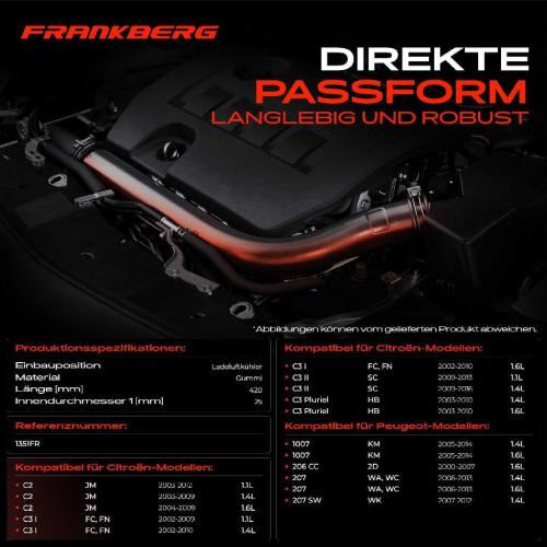 1x Kühlerschlauch Turboschlauch für Citroën C2 JM C3 I FC FN C3 II SC C3 Pluriel HB Peugeot 1007 KM 206 CC 2D Bild 1x Kühlerschlauch Turboschlauch für Citroën C2 JM C3 I FC FN C3 II SC C3 Pluriel HB Peugeot 1007 KM 206 CC 2D