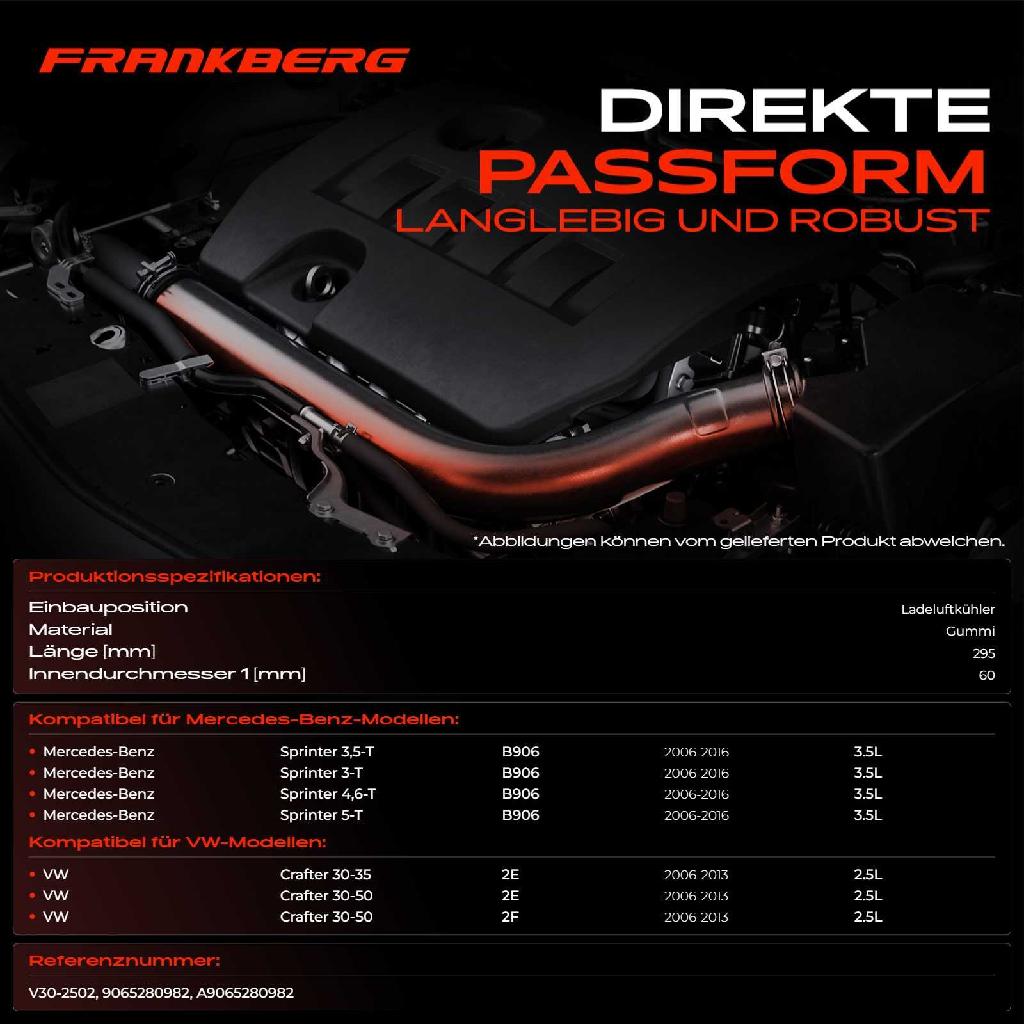 1x Kühlerschlauch Turboschlauch für Mercedes-Benz Sprinter 3,5-T Bus Kasten Pritsche/Fahrgestell B906