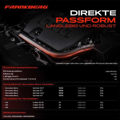 Frankberg 1x Kühlerschlauch Turboschlauch für Mercedes-Benz Sprinter 3,5-T Bus Kasten Pritsche/Fahrgestell B906 Bild Frankberg 1x Kühlerschlauch Turboschlauch für Mercedes-Benz Sprinter 3,5-T Bus Kasten Pritsche/Fahrgestell B906