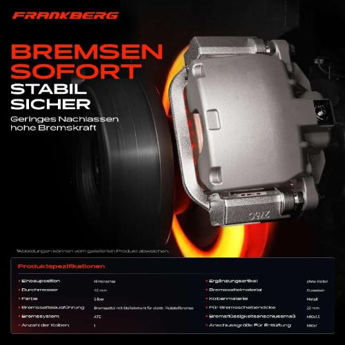 Frankberg 2x Bremssattel Hinterachse für VW Golf VII Passat Arteon Shooting Brake Atlas Bild Frankberg 2x Bremssattel Hinterachse für VW Golf VII Passat Arteon Shooting Brake Atlas