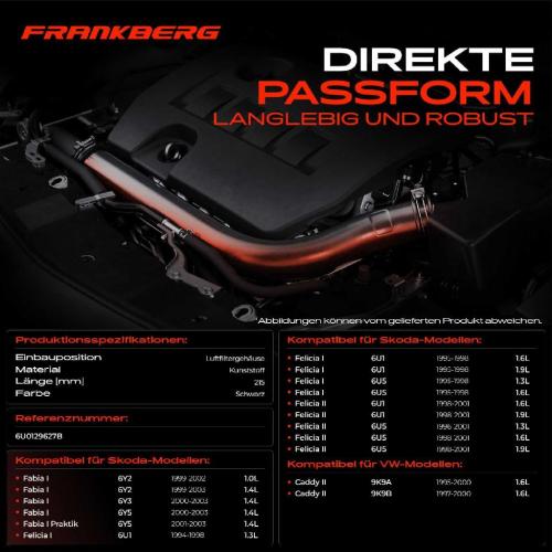 Frankberg 1x Kühlerschlauch Turboschlauch für VW Caddy II Kasten/MPV Skoda Fabia I I Combi I Praktik I Stufenheck Bild Frankberg 1x Kühlerschlauch Turboschlauch für VW Caddy II Kasten/MPV Skoda Fabia I I Combi I Praktik I Stufenheck