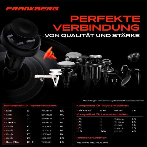 Frankberg 20x Befestigungsclips Stoßstange Kotflügel für Toyota C-HR Corolla Yaris Lexus Bild Frankberg 20x Befestigungsclips Stoßstange Kotflügel für Toyota C-HR Corolla Yaris Lexus