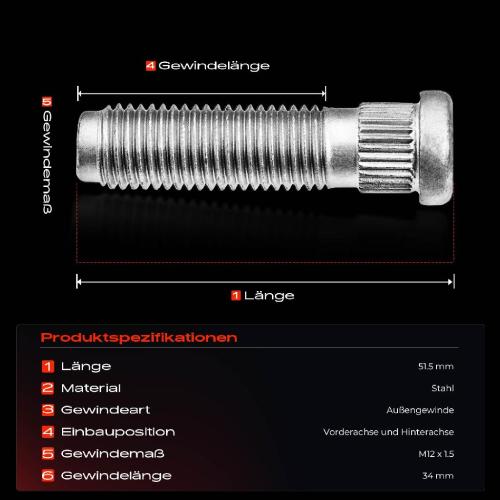 4x Radbolzen für Chevrolet Aveo Hyundai i10 Ford C-Max KIA Mazda Bild 4x Radbolzen für Chevrolet Aveo Hyundai i10 Ford C-Max KIA Mazda