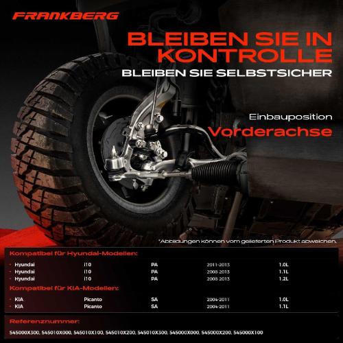Frankberg 1x Querlenker Vorderachse für Hyundai i10 PA KIA Picanto SA 1.0L 1.1L 1.2L 2004-2013 Bild Frankberg 1x Querlenker Vorderachse für Hyundai i10 PA KIA Picanto SA 1.0L 1.1L 1.2L 2004-2013