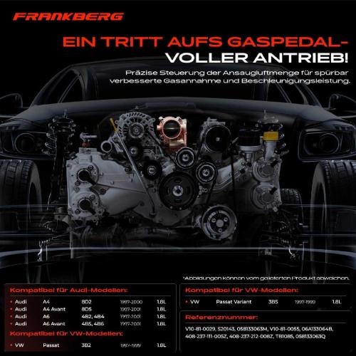 Frankberg 1x Drosselklappe Drosselklappenstutzen für VW Passat 3B2 3B5 Audi A4 8D B5 A6 4B C5 Bild Frankberg 1x Drosselklappe Drosselklappenstutzen für VW Passat 3B2 3B5 Audi A4 8D B5 A6 4B C5