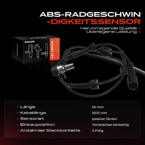 1x ABS Sensor Vorderachse beidseitig für Land Rover Discovery II L318 2.5L 4.0L 1998-2004 Bild 1x ABS Sensor Vorderachse beidseitig für Land Rover Discovery II L318 2.5L 4.0L 1998-2004