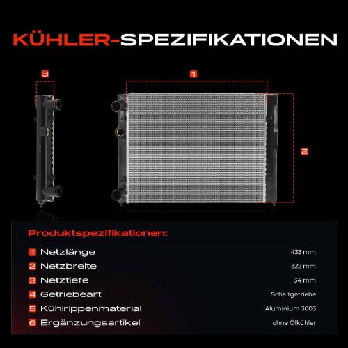 Frankberg 1x Kühler Wasserkühler Motorkühler für VW Golf III 1H Vento 1.4L 1.6L Bild Frankberg 1x Kühler Wasserkühler Motorkühler für VW Golf III 1H Vento 1.4L 1.6L