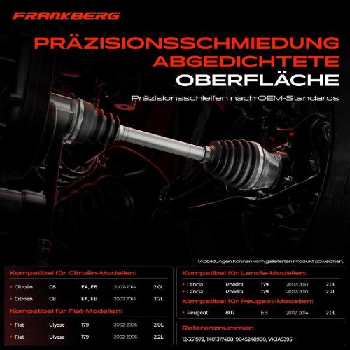 1x Antriebswelle Gelenksatz Vorderachse für Citroën C8 Peugeot 807 Lancia Phedra 179 Fiat Bild 1x Antriebswelle Gelenksatz Vorderachse für Citroën C8 Peugeot 807 Lancia Phedra 179 Fiat