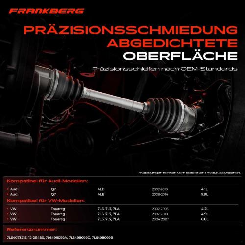 Frankberg 1x Antriebswelle Gelenksatz Vorderachse für VW Touareg 7L6 7L7 7LA Audi Q7 4LB 2002-2015 Bild Frankberg 1x Antriebswelle Gelenksatz Vorderachse für VW Touareg 7L6 7L7 7LA Audi Q7 4LB 2002-2015