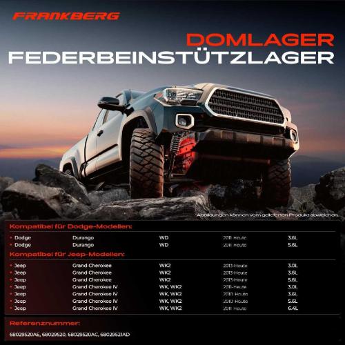 1x Domlager Federbeinstütz lager für Jeep Grand Cherokee IV WK WK2 Dodge Durango Bild 1x Domlager Federbeinstütz lager für Jeep Grand Cherokee IV WK WK2 Dodge Durango