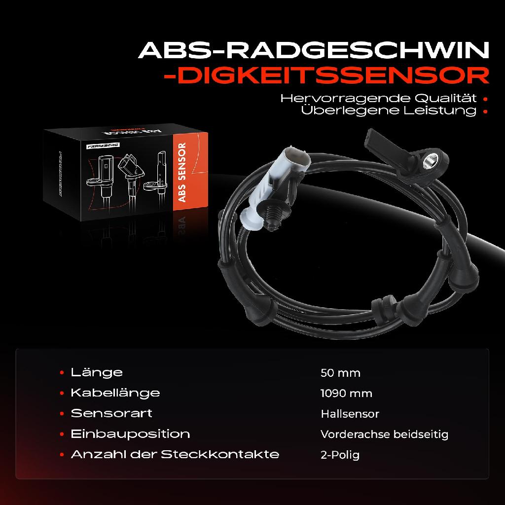 1x ABS Sensor Vorderachse beidseitig für Land Rover Discovery V Range IV Sport 2.0L 3.0L 4.4L 5.0L Bj ab 2012