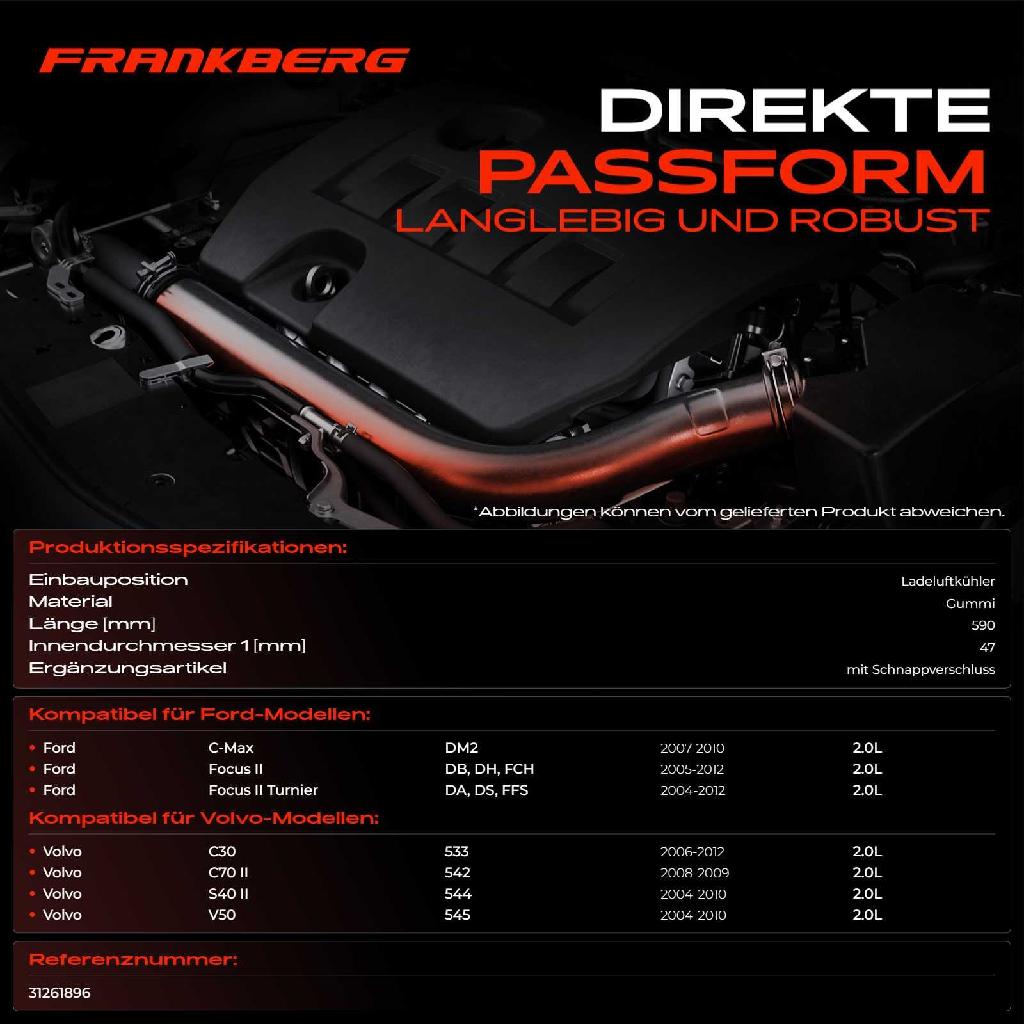 1x Kühlerschlauch Turboschlauch für Ford C-Max Focus II Stufenheck Turnier Volvo C30 C70 II Cabriolet