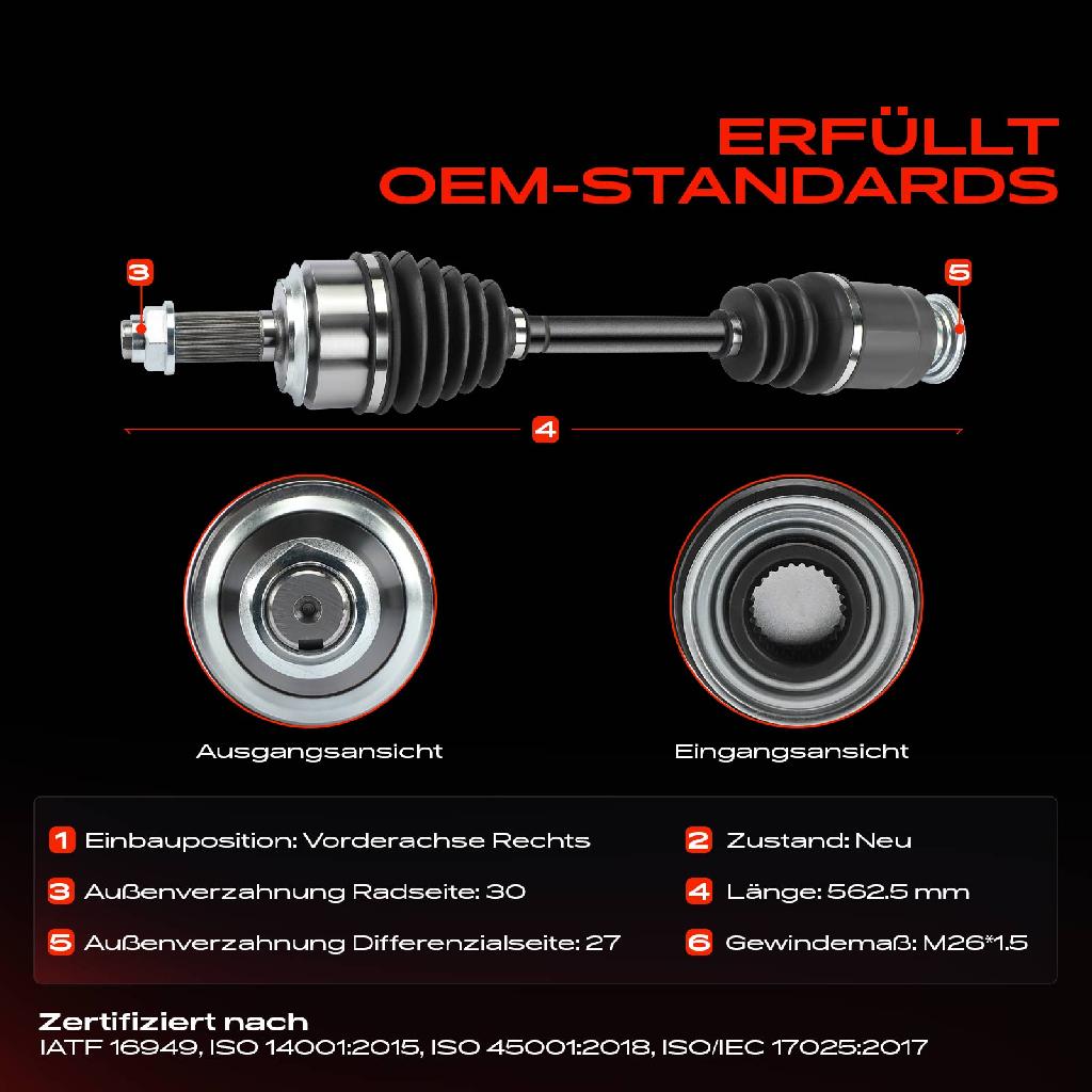 1x Antriebswelle Vorderachse Rechts für Honda CR-V III RE 2.0L 2.4L Bj ab 2006