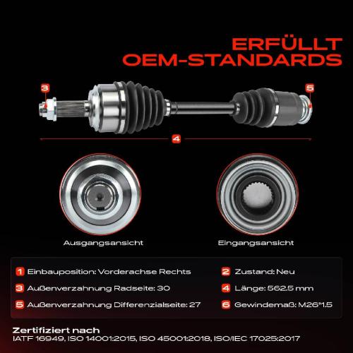 1x Antriebswelle Vorderachse Rechts für Honda CR-V III RE 2.0L 2.4L Bj ab 2006 Bild 1x Antriebswelle Vorderachse Rechts für Honda CR-V III RE 2.0L 2.4L Bj ab 2006
