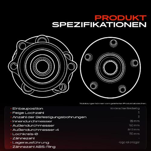 2x Radnabe Radlagersatz Vorne für Ssangyong Actyon I II Sports Kyron Rexton W/Rexton Bild 2x Radnabe Radlagersatz Vorne für Ssangyong Actyon I II Sports Kyron Rexton W/Rexton