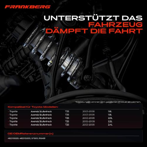 Frankberg 2x Fahrwerksfeder Hinterachse f r Toyota Avensis Stufenheck T25 2003-2008 Bild Frankberg 2x Fahrwerksfeder Hinterachse f r Toyota Avensis Stufenheck T25 2003-2008